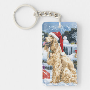Afghan Hound Dog Winter Wonderland Christmas Joy  Key Ring