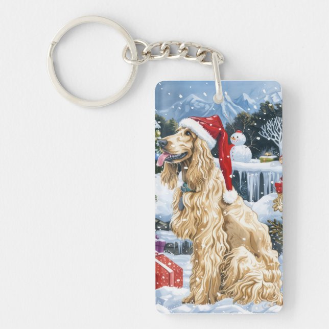 Afghan Hound Dog Winter Wonderland Christmas Joy  Key Ring (Front)