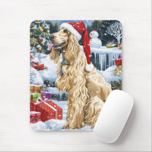 Afghan Hound Dog Winter Wonderland Christmas Joy  Mouse Mat