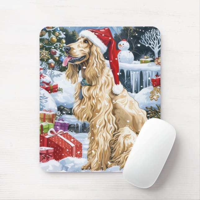Afghan Hound Dog Winter Wonderland Christmas Joy  Mouse Mat (With Mouse)