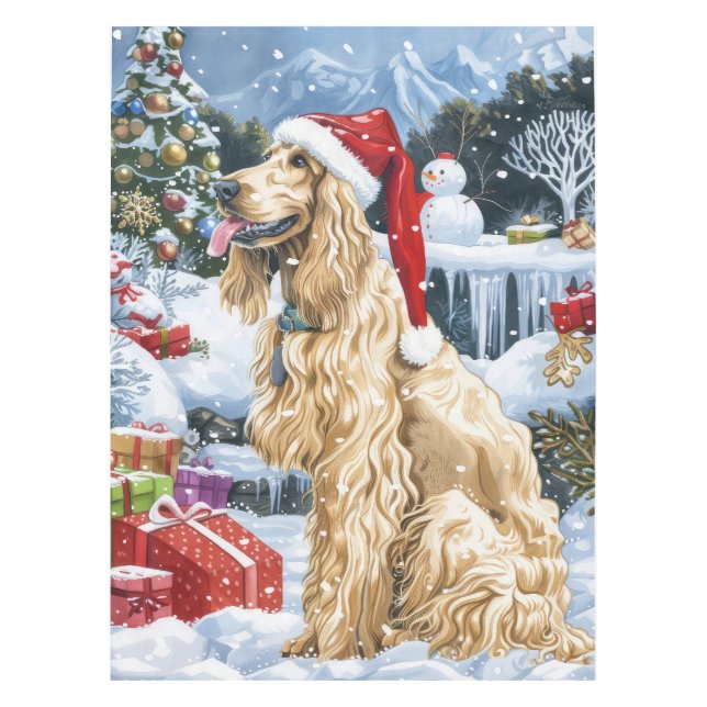 Afghan Hound Dog Winter Wonderland Christmas Joy  Tablecloth (Front)