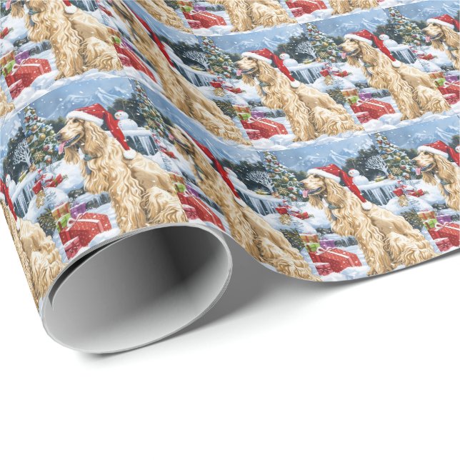 Afghan Hound Dog Winter Wonderland Christmas Joy  Wrapping Paper (Roll Corner)