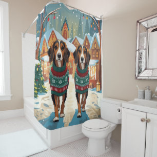 Afghan Hound Dogs Christmas Snow Holiday Shower Curtain