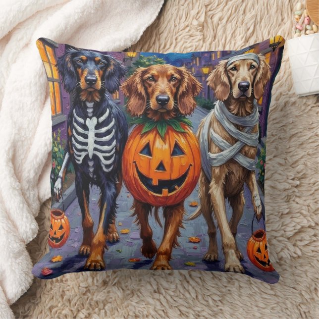 Afghan Hound Dogs Trick-or-Treating in Halloween Cushion (Blanket)
