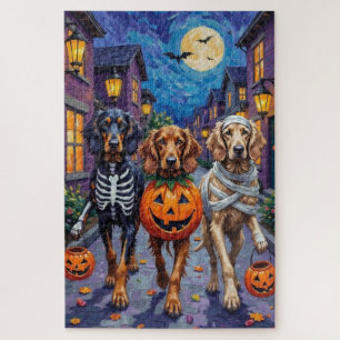 Afghan Hound Dogs Trick-or-Treating in Halloween Jigsaw Puzzle