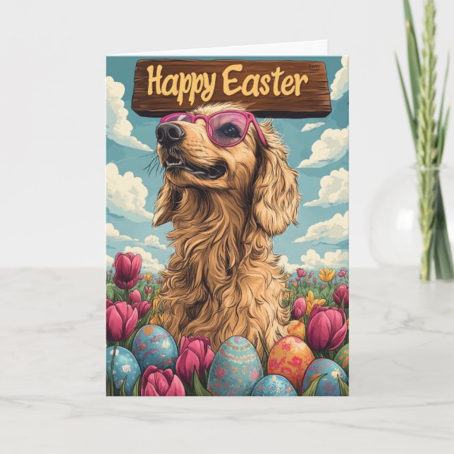 Afghan Hound Easter Eggs Card (Front)