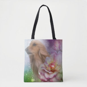 Afghan Hound Face Fantasy Flowers Dog Art  Tote Bag