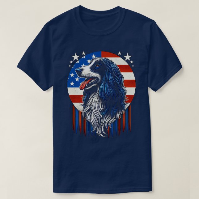 Afghan Hound FLAG Usa Dog Lover Funny T-Shirt (Design Front)
