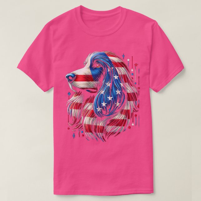 Afghan Hound FLAG USA Funny Dog Lover Funny T-Shirt (Design Front)