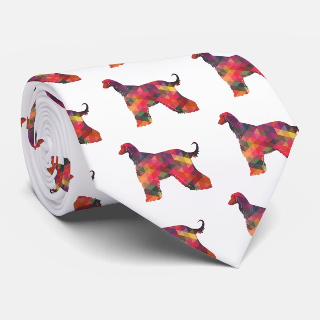 Afghan Hound Geometric Pattern Silhouette Multi Tie (Rolled)