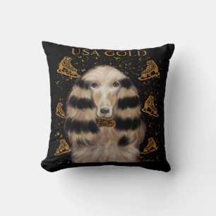 AFGHAN HOUND GOLD CUSHION