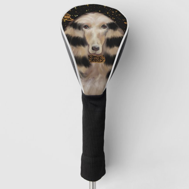 AFGHAN HOUND GOLD  GOLF HEAD COVER (Front)