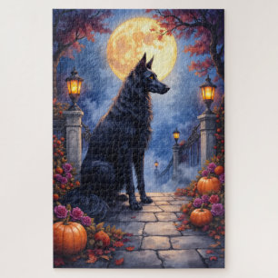 Afghan Hound Gothic Moonlight Halloween Art Jigsaw Puzzle