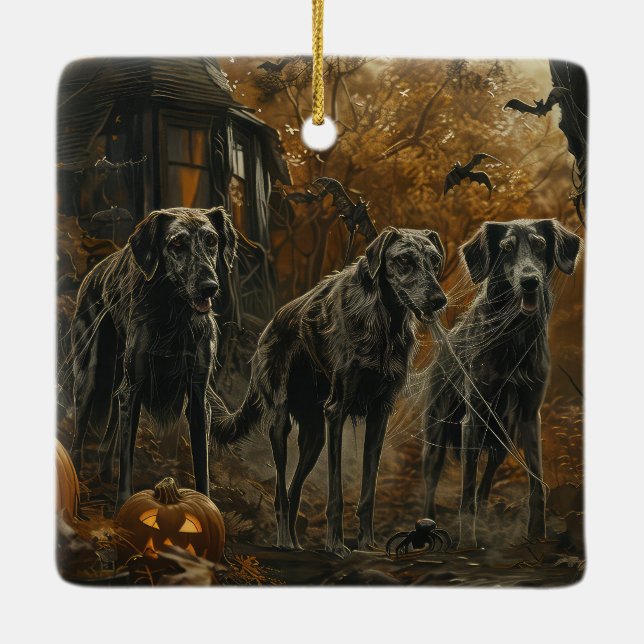Afghan Hound Halloween Night Doggy Delight  Ceramic Ornament (Back)