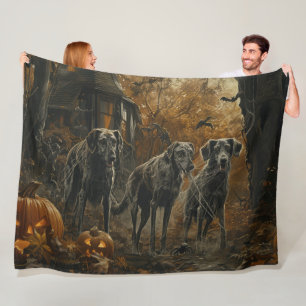 Afghan Hound Halloween Night Doggy Delight Fleece Blanket