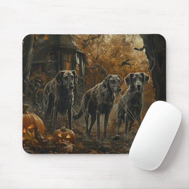 Afghan Hound Halloween Night Doggy Delight  Mouse Mat (With Mouse)