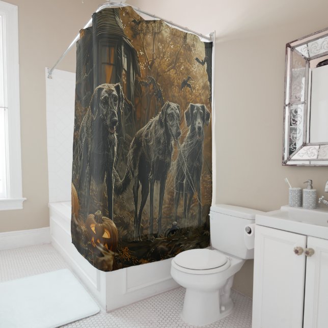 Afghan Hound Halloween Night Doggy Delight  Shower Curtain (In Situ)