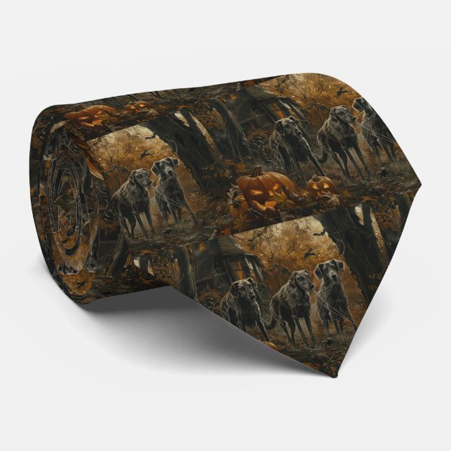 Afghan Hound Halloween Night Doggy Delight  Tie (Rolled)