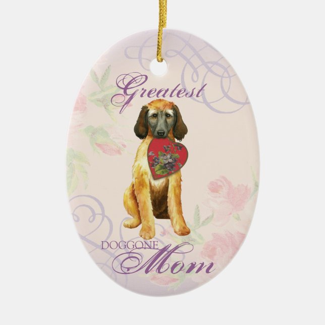 Afghan Hound Heart Mum Ceramic Ornament (Front)