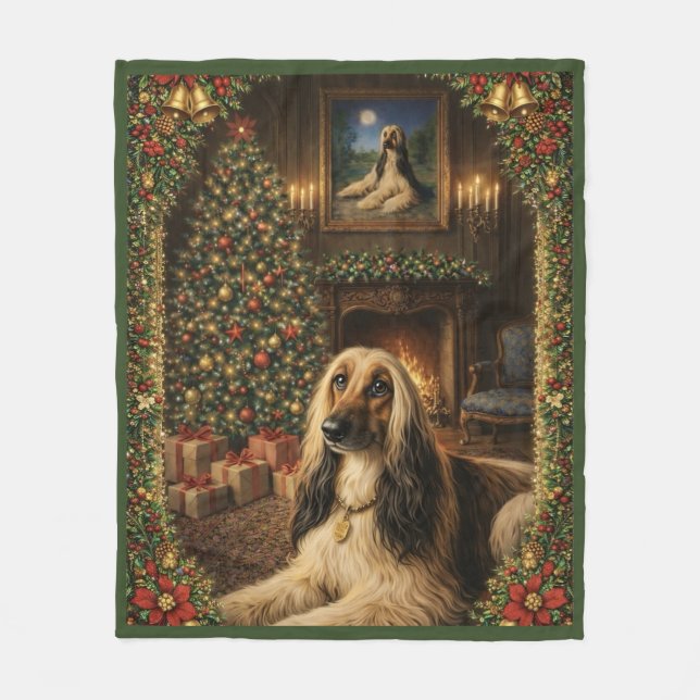 Afghan Hound Holiday Christmas Throw Blanket (Front)