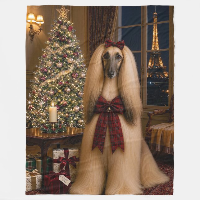 Afghan Hound  Holiday Fleece Blanket (Front)
