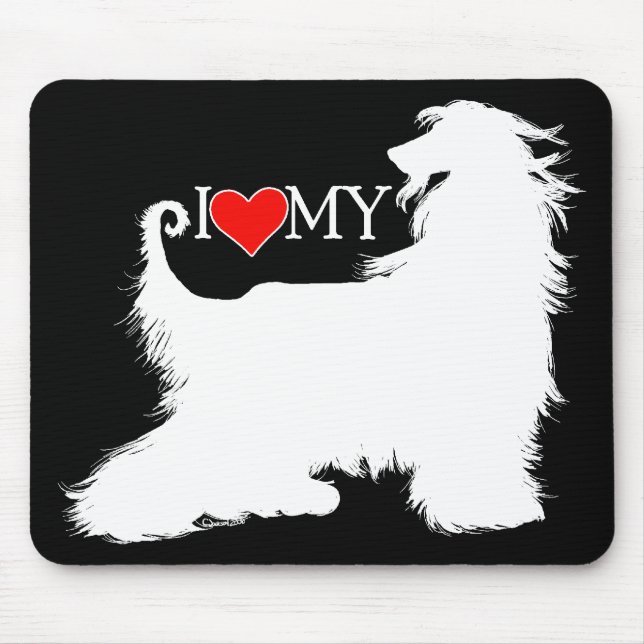 Afghan Hound I Love (heart) my Mouse Mat (Front)