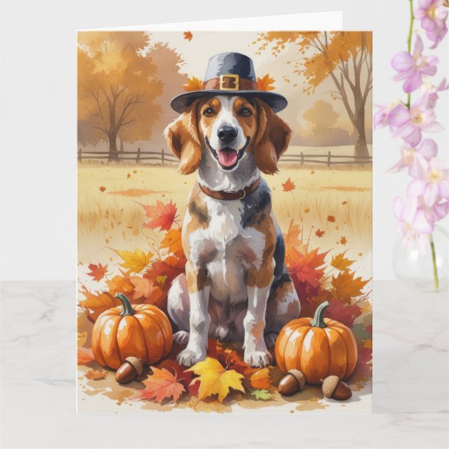 Afghan Hound in Autumn Leaves Thanksgiving Art Card (Orchid)