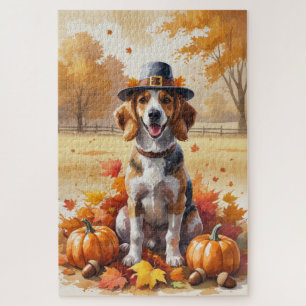 Afghan Hound in Autumn Leaves Thanksgiving Art Jigsaw Puzzle