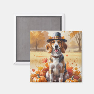 Afghan Hound in Autumn Leaves Thanksgiving Art Magnet