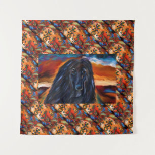 Afghan Hound Kokopelli Art Painting Tapestry
