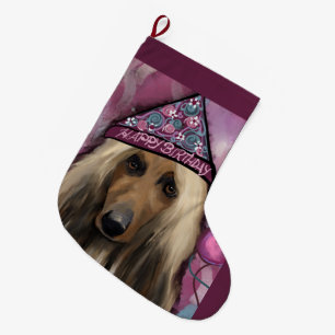 Afghan Hound            Large Christmas Stocking