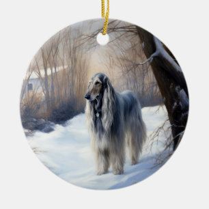 Afghan Hound Let It Snow Christmas  Ceramic Tree Decoration