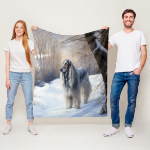 Afghan Hound Let It Snow Christmas  Fleece Blanket