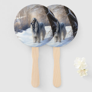 Afghan Hound Let It Snow Christmas  Hand Fan