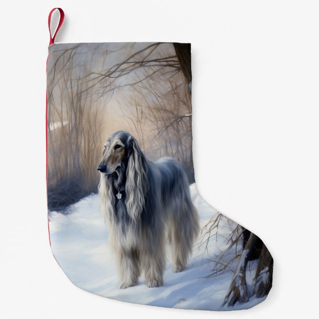 Afghan Hound Let It Snow Christmas  Small Christmas Stocking (Front)