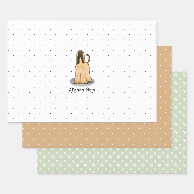 Afghan Hound Mum Afghan Mum (fawn) Cute Dog Mum Wrapping Paper Sheet (Set)