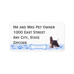 Afghan Hound on Blue Gingham Label