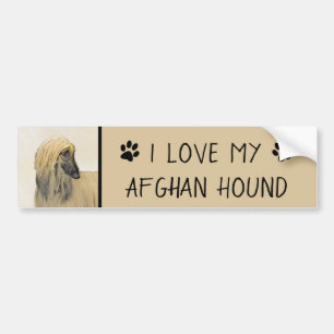 Afghan Hound Painting - Cute Original Dog Art Bumper Sticker