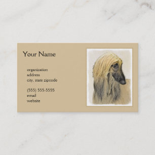 Afghan Hound Painting - Cute Original Dog Art Business Card