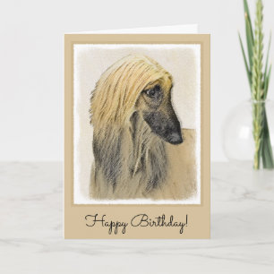 Afghan Hound Painting - Cute Original Dog Art Card