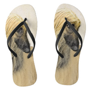 Afghan Hound Painting - Cute Original Dog Art Flip Flops