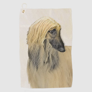 Afghan Hound Painting - Cute Original Dog Art Golf Towel