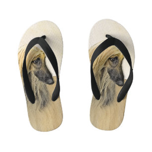 Afghan Hound Painting - Cute Original Dog Art Kid's Flip Flops