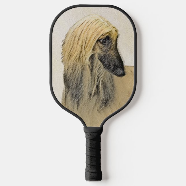 Afghan Hound Painting - Cute Original Dog Art Pickleball Paddle (Front)