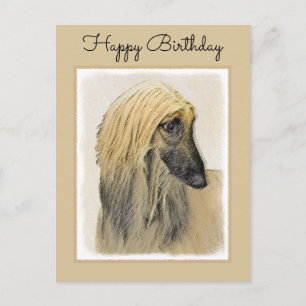 Afghan Hound Painting - Cute Original Dog Art Postcard