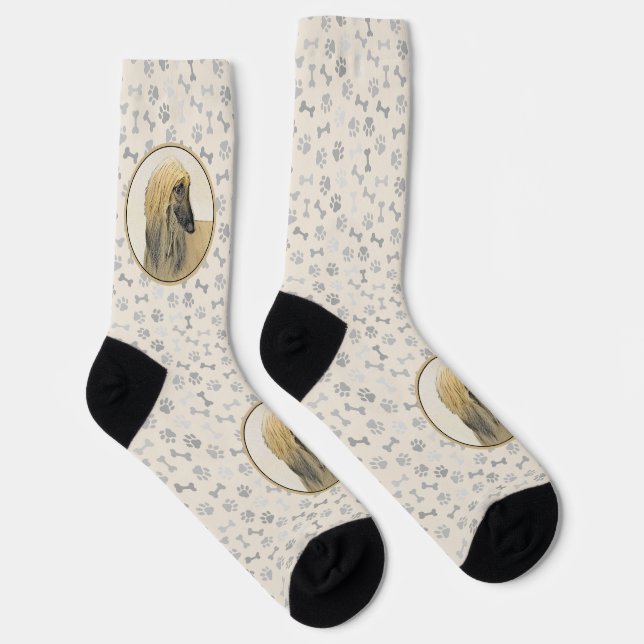 Afghan Hound Painting - Cute Original Dog Art Socks (Right)