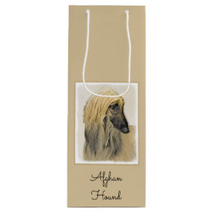 Afghan Hound Painting - Cute Original Dog Art Wine Gift Bag