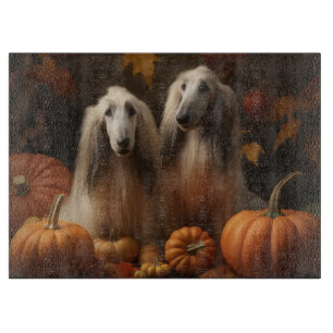 afghan hound Puppy Autumn Delight Pumpkin Cutting Board