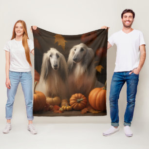 afghan hound Puppy Autumn Delight Pumpkin Fleece Blanket
