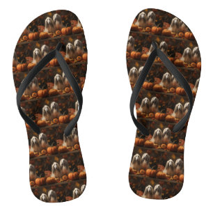 afghan hound Puppy Autumn Delight Pumpkin Flip Flops